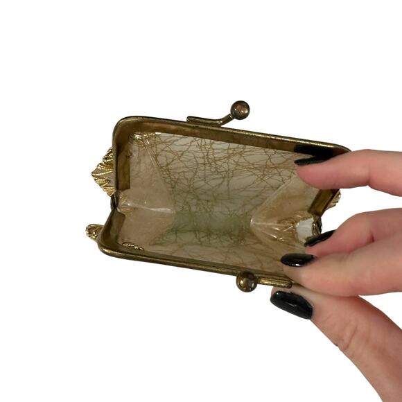 Mid-Century Gold Soft Plastic Kiss-Lock Change Purse – Retro Gatsby Style - Picture 6 of 6